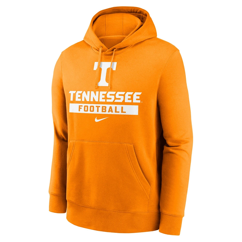 Men's Nike Tennessee Orange Volunteers Football Stack Club Fleece Pullover Hoodie