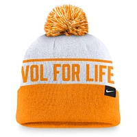Men's Nike White/Tennessee Orange Tennessee Volunteers Local Peak Cuffed Knit Hat with Pom
