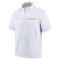 Men's Nike White Tennessee Volunteers 2024 Sideline Coach Short Sleeve Half-Zip Hoodie Jacket