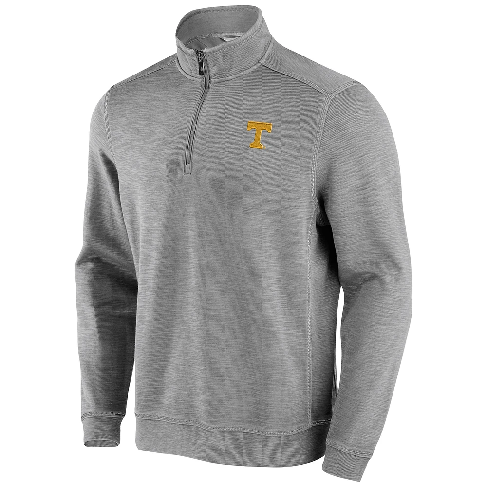 Men's Tommy Bahama Gray Tennessee Volunteers Tobago Bay Half-Zip Tri-Blend Top
