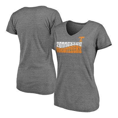 T-shirt à col en V mélange de coton pour femme Fanatics Heather Grey Tennessee Volunteers Sport Resort