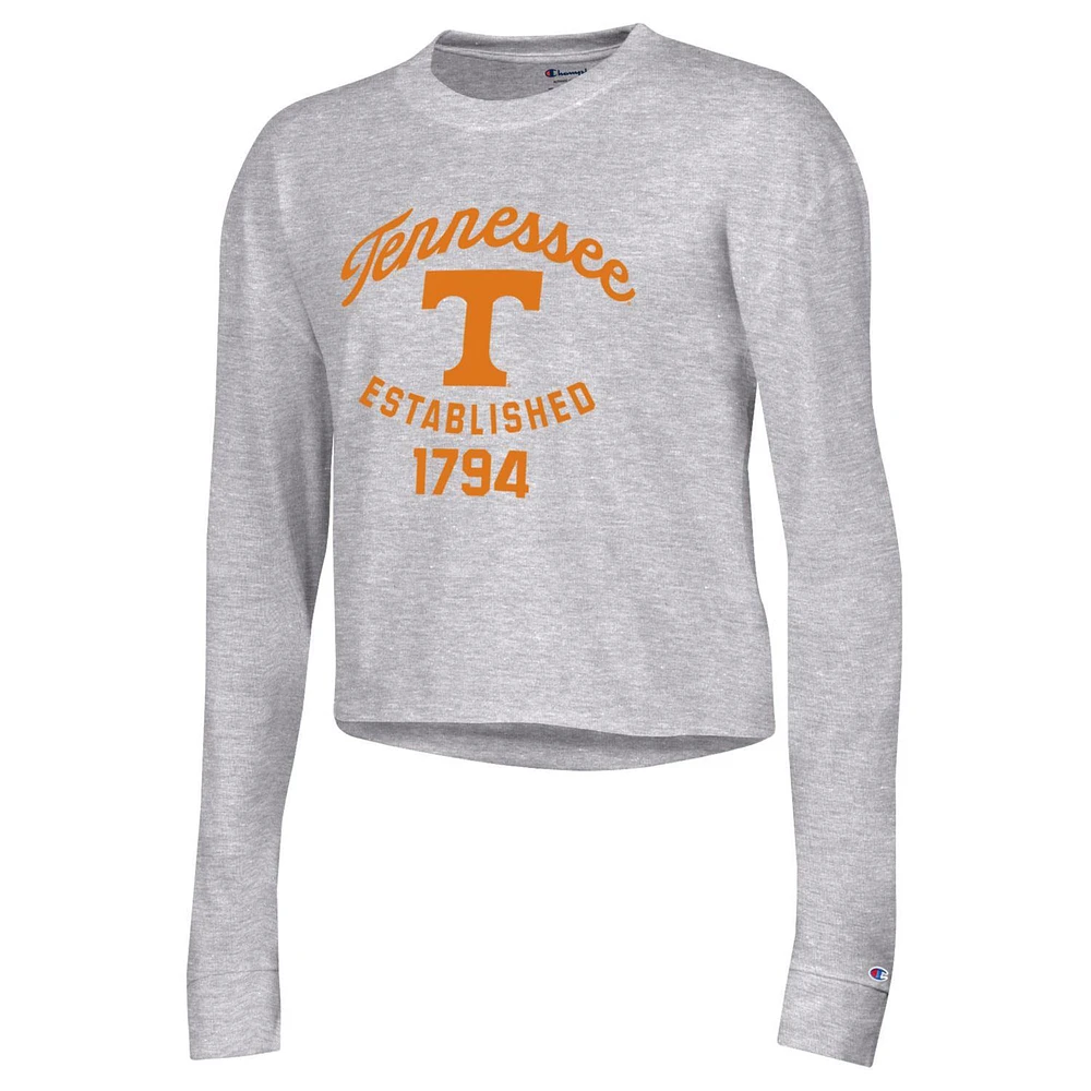 Women's Champion Gray Tennessee Volunteers Boyfriend Cropped Long Sleeve T-Shirt