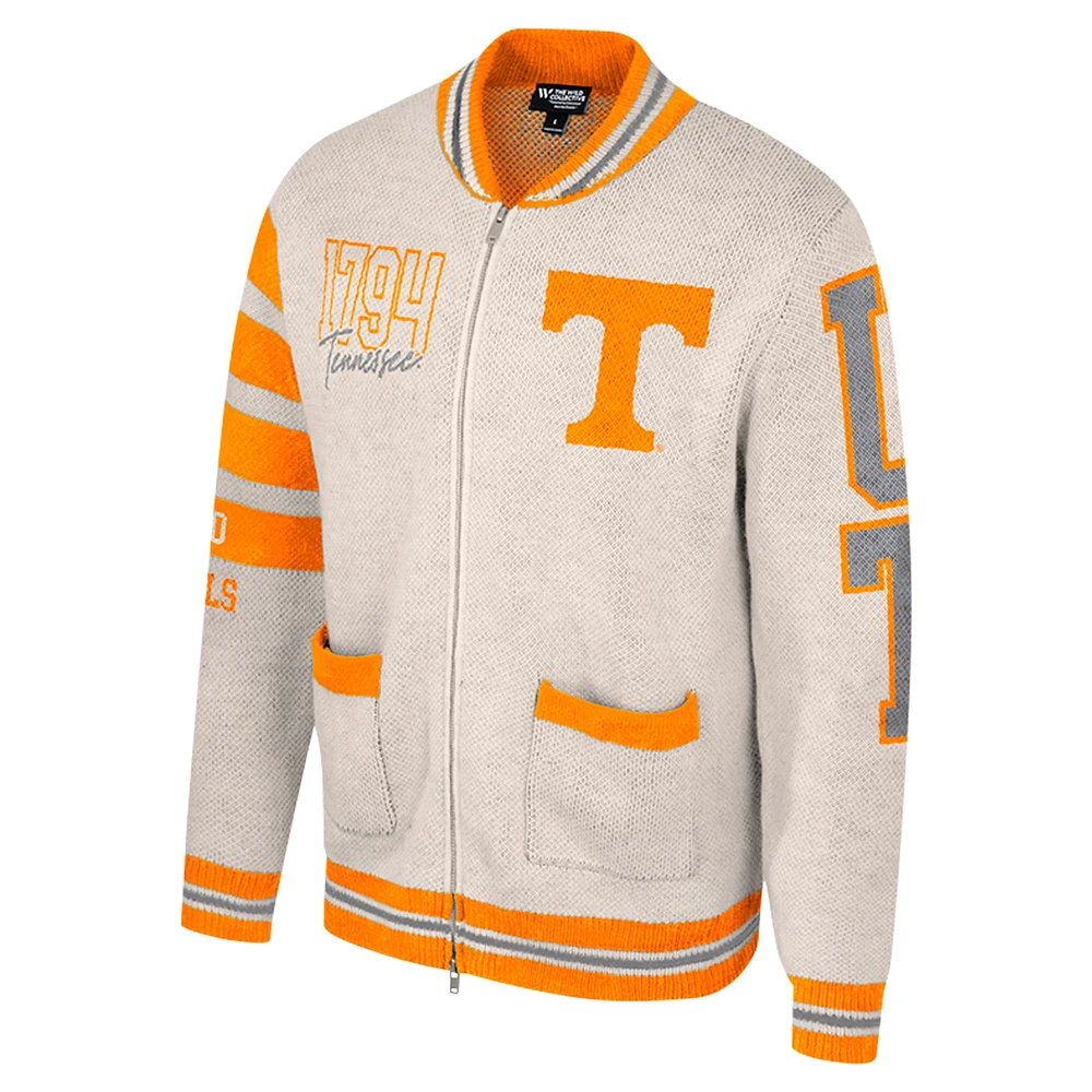 Women's Colosseum Cream Tennessee Volunteers Jacquard Full-Zip Sweater