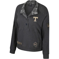 Sweat-shirt thermique Colosseum Heather Charcoal Tennessee Volunteers OHT Military Appreciation Payback Henley pour femmes