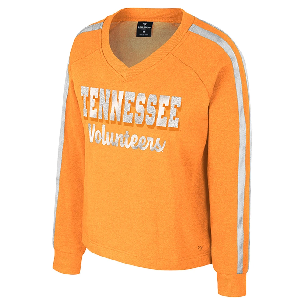 T-shirt à manches longues et col en V pour femme Colosseum Tennessee Orange Volunteers Treasures
