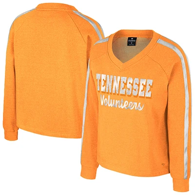 T-shirt à manches longues et col en V pour femme Colosseum Tennessee Orange Volunteers Treasures