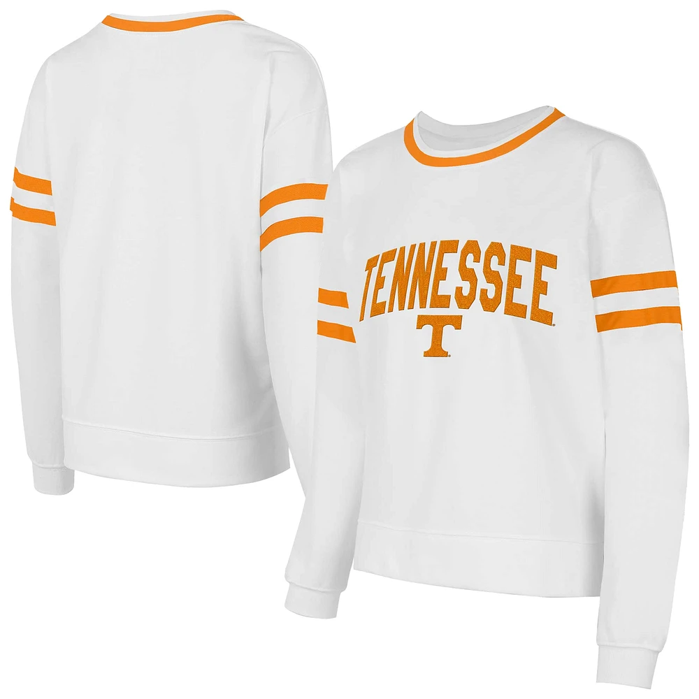 Women's Concepts Sport  White Tennessee Volunteers Borough French Terry Arch Over Long Sleeve T-Shirt