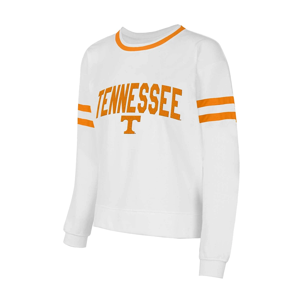 Women's Concepts Sport  White Tennessee Volunteers Borough French Terry Arch Over Long Sleeve T-Shirt