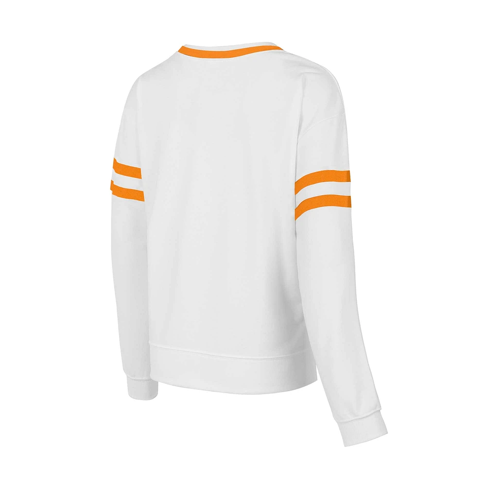 Women's Concepts Sport  White Tennessee Volunteers Borough French Terry Arch Over Long Sleeve T-Shirt