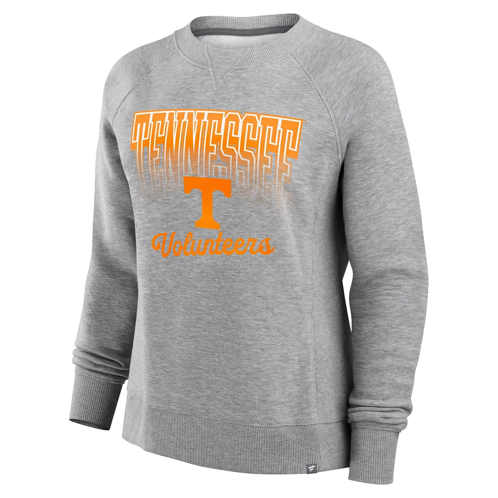 Women's Fanatics Heather Gray Tennessee Volunteers Training Camp Hit Hard Fleece Pullover Sweatshirt
