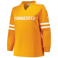 Women's Fanatics Tennessee Orange Volunteers Plus Contrast Sleeve Fleece Pullover Sweatshirt