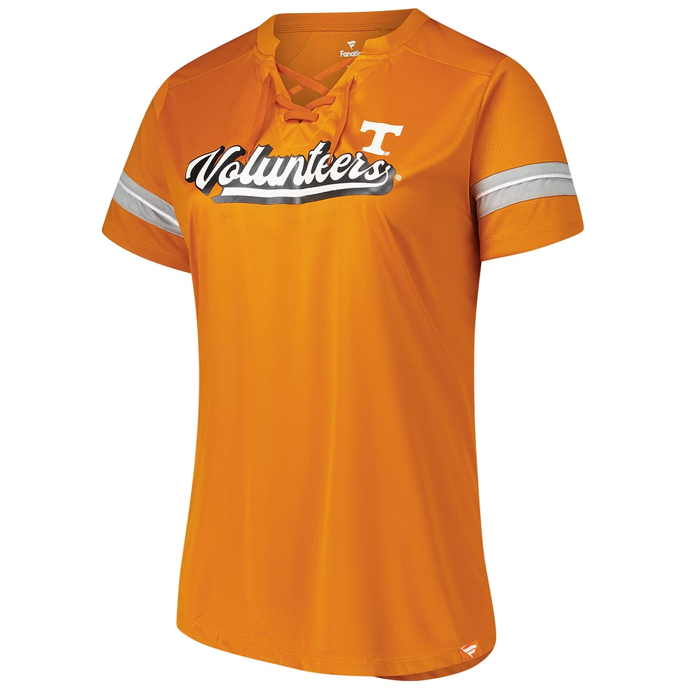 Women's Fanatics Tennessee Orange Volunteers Plus Overtime Readiness Lace-Up T-Shirt