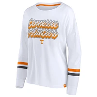 T-shirt blanc à manches longues rayures Fanatics Tennessee Volunteers Retro Power pour femmes