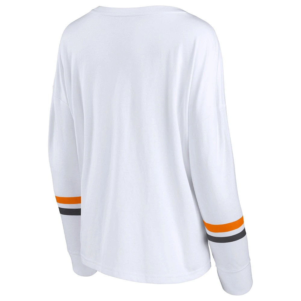 T-shirt blanc à manches longues rayures Fanatics Tennessee Volunteers Retro Power pour femmes