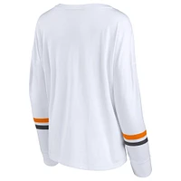 T-shirt blanc à manches longues rayures Fanatics Tennessee Volunteers Retro Power pour femmes