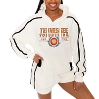 Women's Gameday Couture Cream Tennessee Volunteers Down, Set, Go Pullover Hoodie and Shorts Set