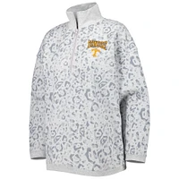 Women's Gameday Couture Heather Gray Tennessee Volunteers Leopard Quarter-Zip Sweatshirt