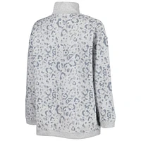 Women's Gameday Couture Heather Gray Tennessee Volunteers Leopard Quarter-Zip Sweatshirt