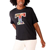Women's Lusso  Black Tennessee Volunteers Floral Crop Top