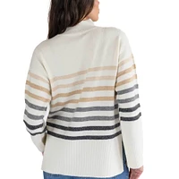 Women's Lusso  White Tennessee Volunteers Simone Striple Mock Neck Oversized Pullover Sweater