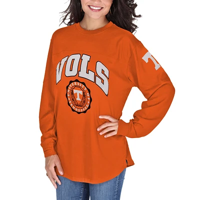 Femme Pressbox Tennessee Orange Volunteers Edith Haut oversize à manches longues