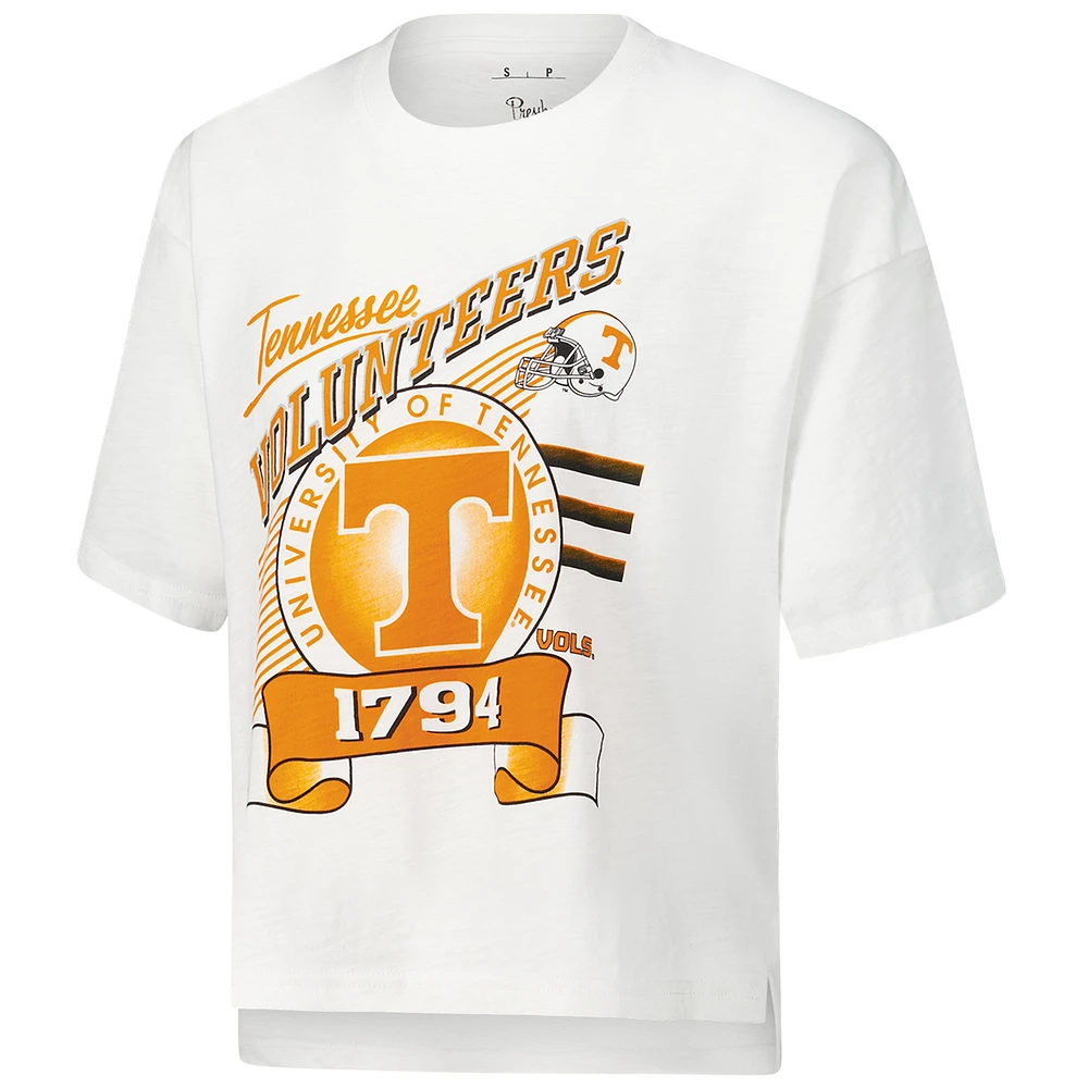 Women's Pressbox White Tennessee Volunteers Rock & Roll Slub T-Shirt