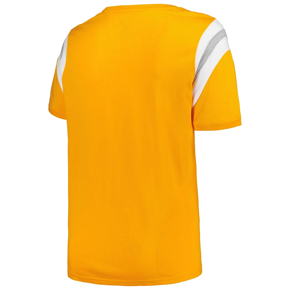 Women's Profile Tennessee Orange Volunteers Plus Striped Tailgate Scoop Neck T-Shirt