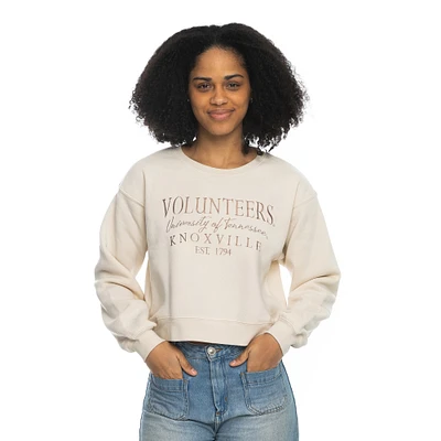Sweat-shirt ras du cou court pour femme ZooZatz Tan Tennessee Volunteers