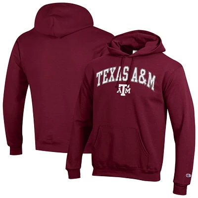Sweat à capuche logo Arch Over Champion Maroon Texas A&M Aggies pour homme