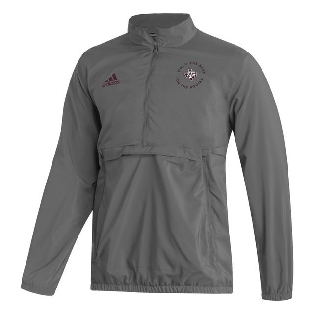 Veste à demi-zip adidas Texas A&M Aggies AEROREADY pour hommes, grise