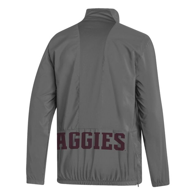 Veste à demi-zip adidas Texas A&M Aggies AEROREADY pour hommes, grise
