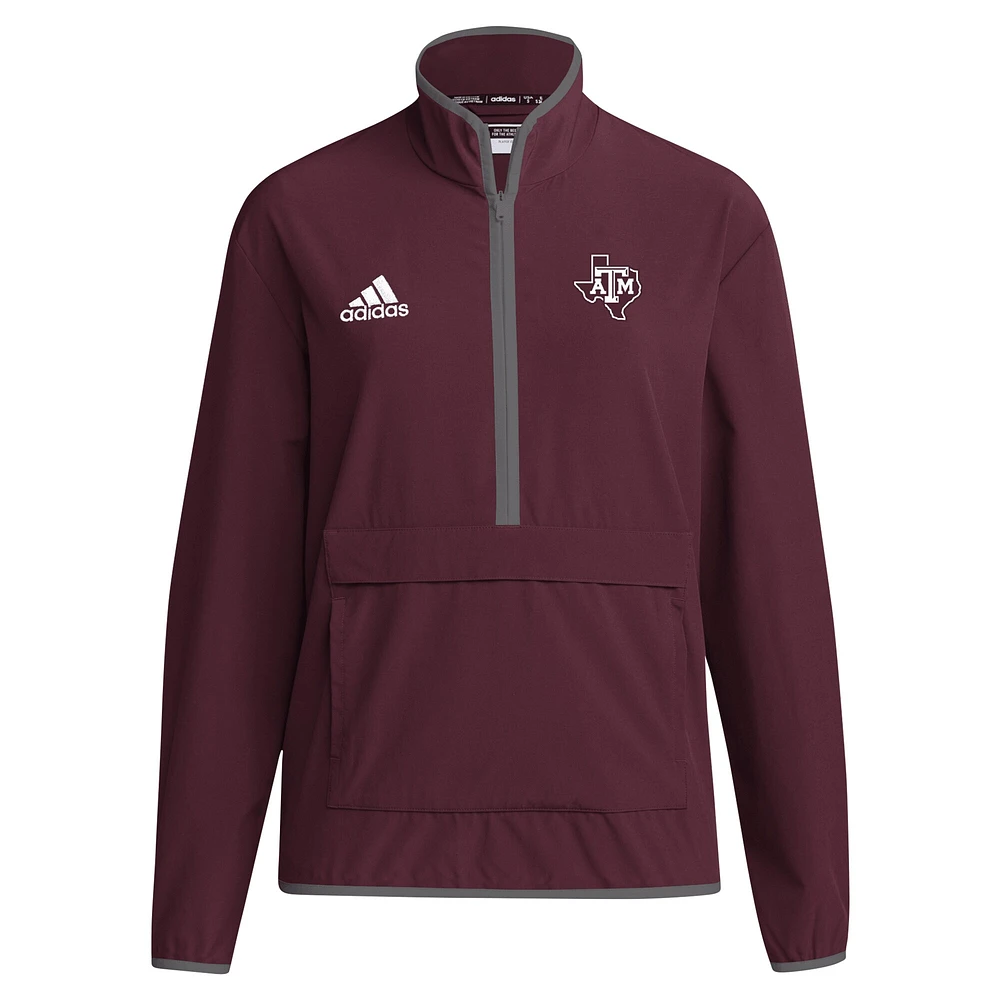 Men's adidas Maroon Texas A&M Aggies 2024 Coaches Sideline Half-Zip Jacket