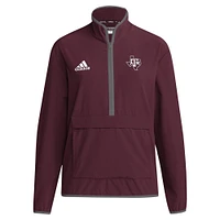 Men's adidas Maroon Texas A&M Aggies 2024 Coaches Sideline Half-Zip Jacket