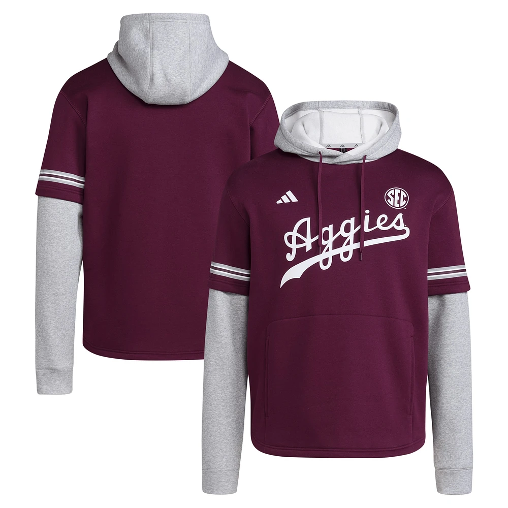 Men's adidas  Maroon Texas A&M Aggies Pullover Baseball Jersey Hoodie