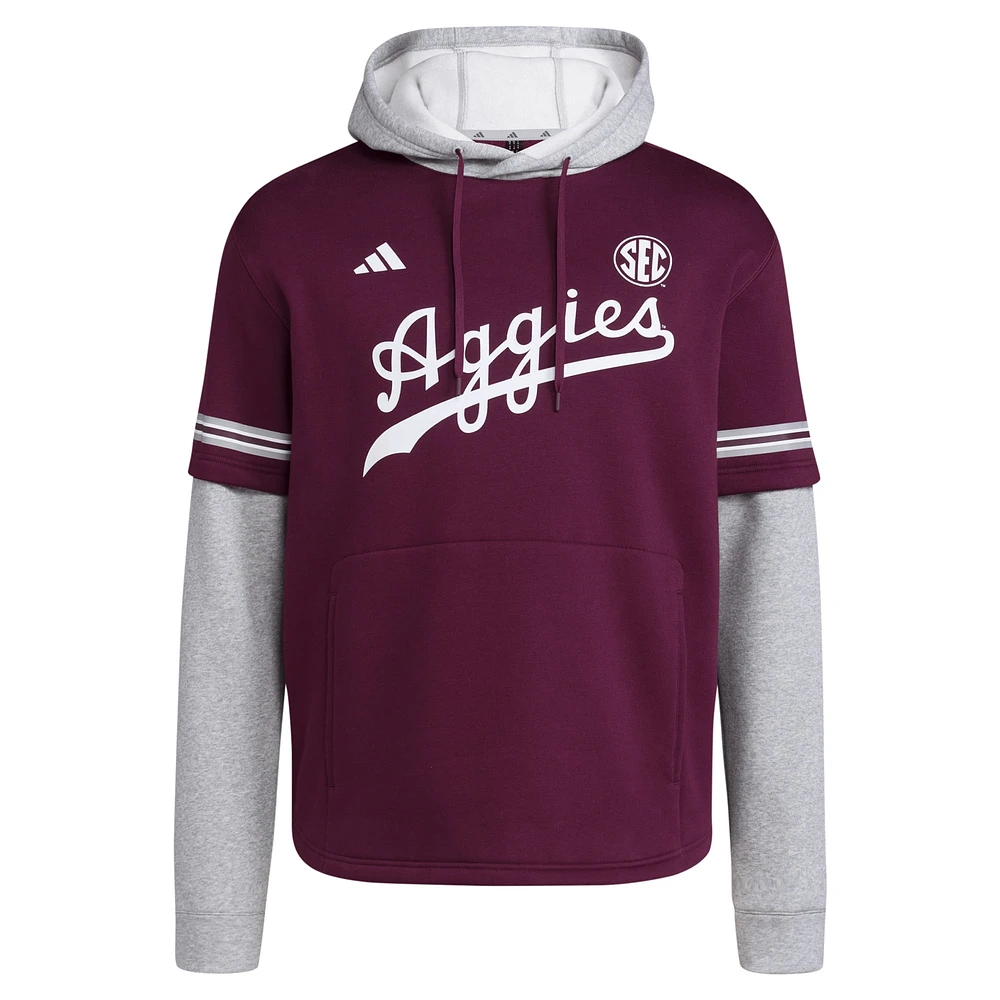 Men's adidas  Maroon Texas A&M Aggies Pullover Baseball Jersey Hoodie