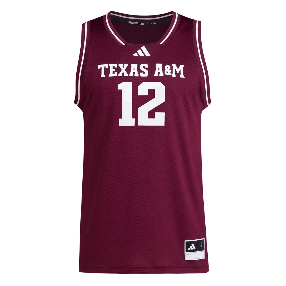 Men's adidas #12 Maroon Texas A&M Aggies Replica Swingman Jersey