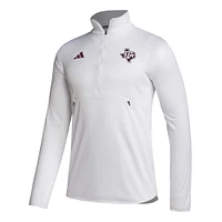 Men's adidas White Texas A&M Aggies 2023 Sideline AEROREADY Half-Zip Top