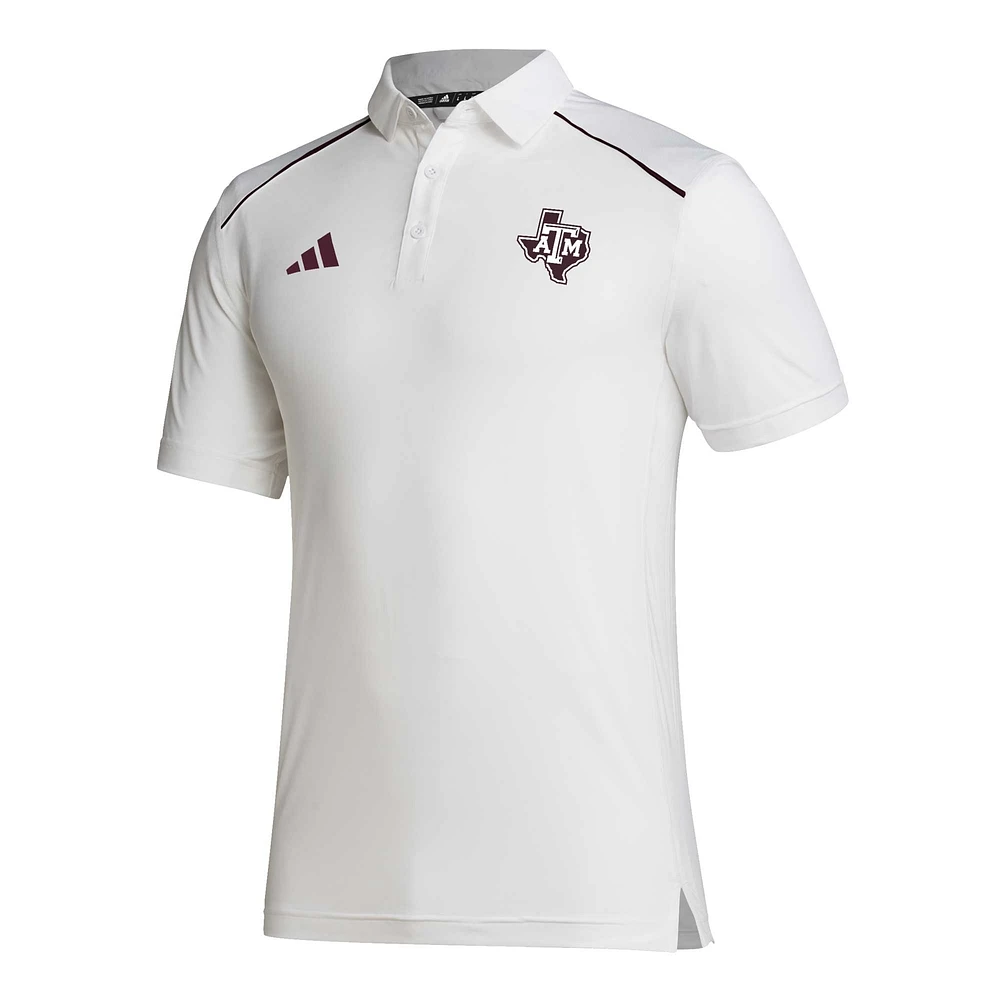 Men's adidas White Texas A&M Aggies Coaches AEROREADY Polo