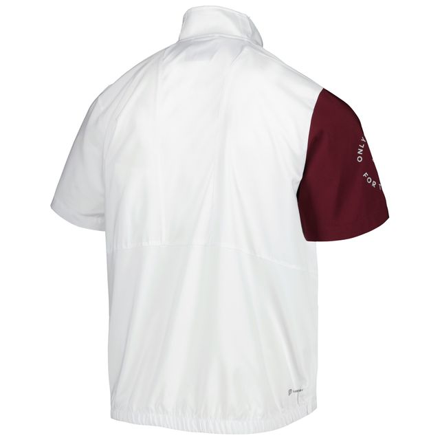 Veste à demi-zip adidas Texas A&M Aggies M STM AEROREADY blanche pour homme