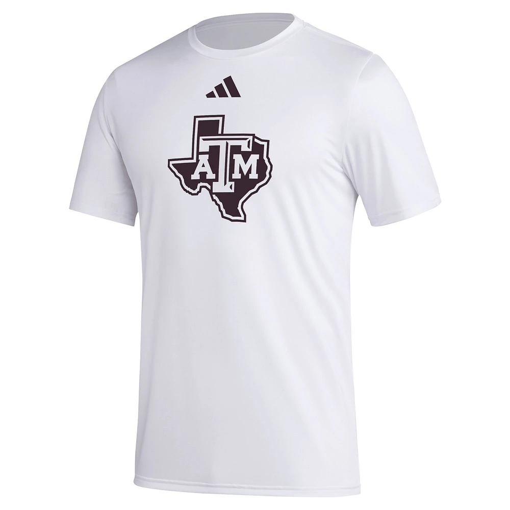 Men's adidas White Texas A&M Aggies Primary Locker Logo Pre-Game AEROREADY T-Shirt
