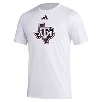 Men's adidas White Texas A&M Aggies Primary Locker Logo Pre-Game AEROREADY T-Shirt