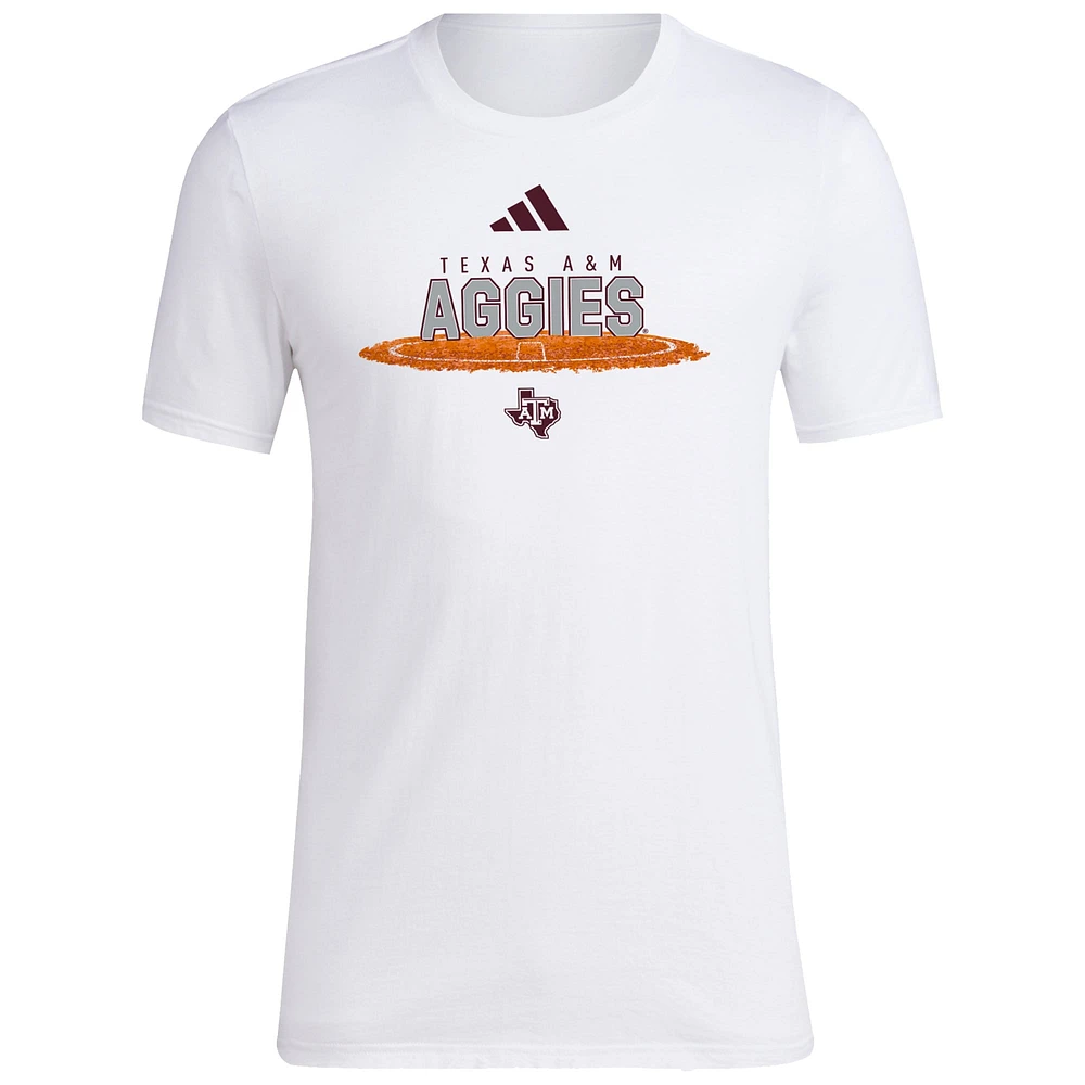 Men's adidas White Texas A&M Aggies Softball Pitcher's Circle T-Shirt