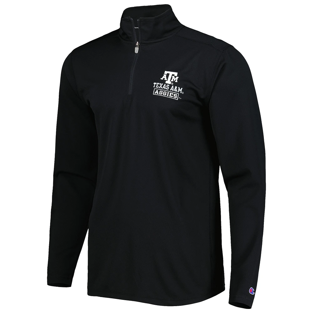 Men's Champion Black Texas A&M Aggies Textured Quarter-Zip Jacket