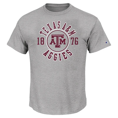 Men's Champion Heather Gray Texas A&M Aggies Big & Tall Circle Logo T-Shirt