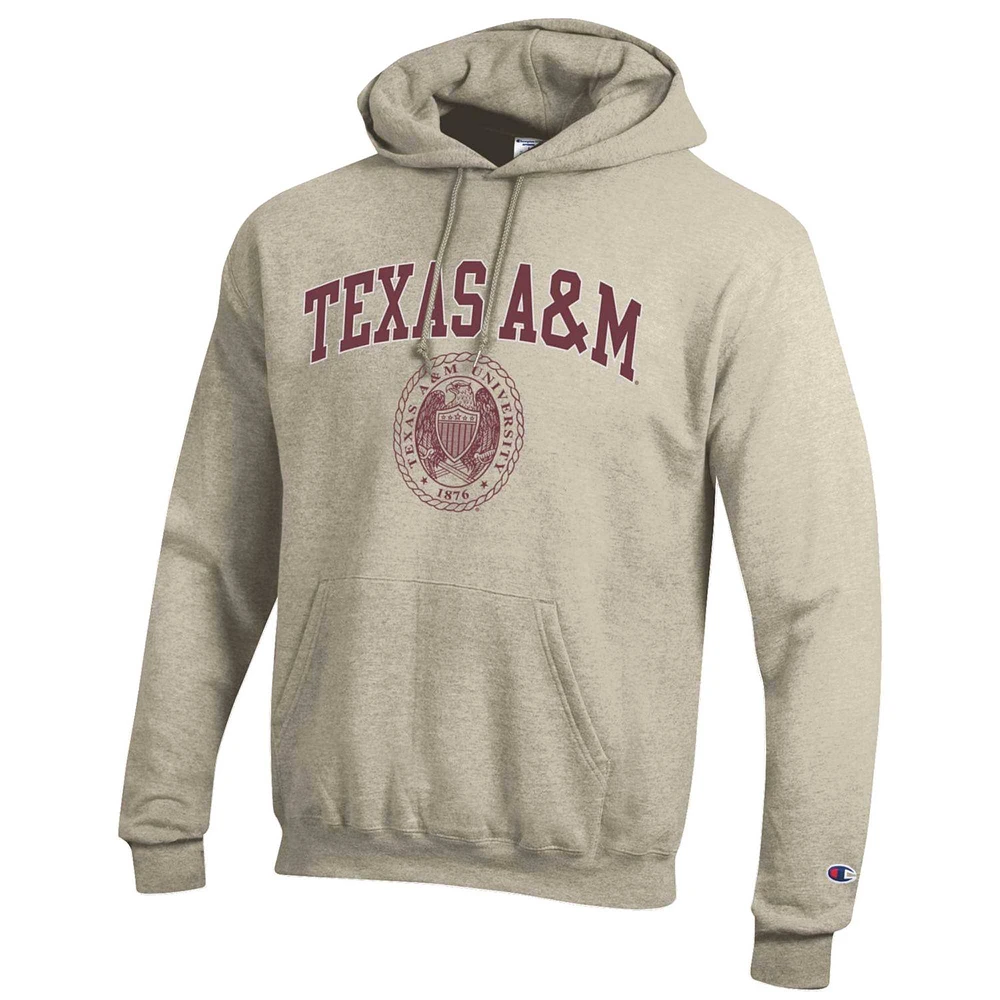 Men's Champion Oatmeal Texas A&M Aggies 12th Man Pullover Hoodie