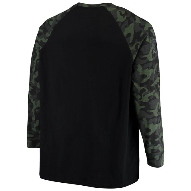 Colosseum pour homme noir/camouflage Texas A&M Aggies OHT Military Appreciation Big & Tall Raglan T-shirt à manches longues