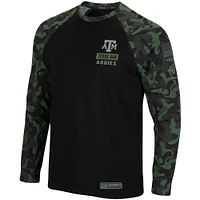 Men's Colosseum Black Texas A&M Aggies OHT Military Appreciation Camo Raglan Long Sleeve T-Shirt