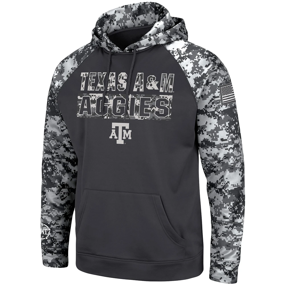 Men's Colosseum Charcoal Texas A&M Aggies OHT Military Appreciation Digital Camo Pullover Hoodie