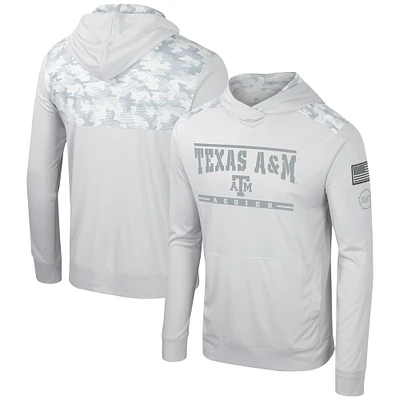T-shirt à capuche manches longues pour hommes Colosseum Grey Texas A&M Aggies OHT Military Appréciation