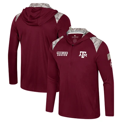 Veste à capuche glissière quart de tour pour homme Colosseum Maroon Texas A&M Aggies OHT Military Appreciation